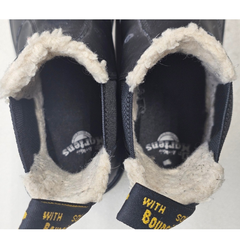 Dr. Martens Dorrian FL Black Leather Faux Fur Lined Chelsea Boots Men 9 Women 10 - Picture 3 of 8